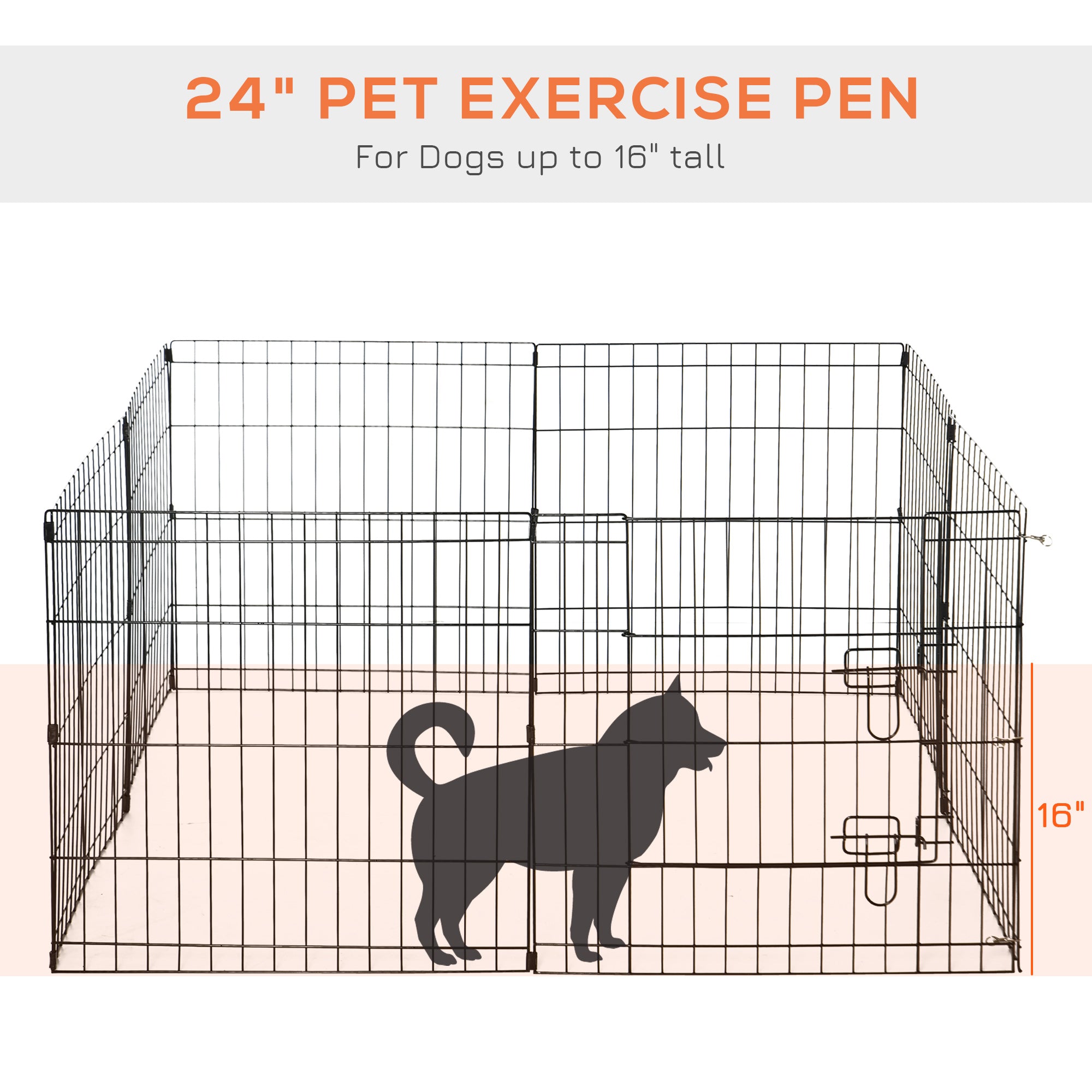 PawHut Dog Playpen Puppy Play Pen, Pet Exercise Fences for Outside Indoor, Foldable Dog Kennel, 24''H(Updated)