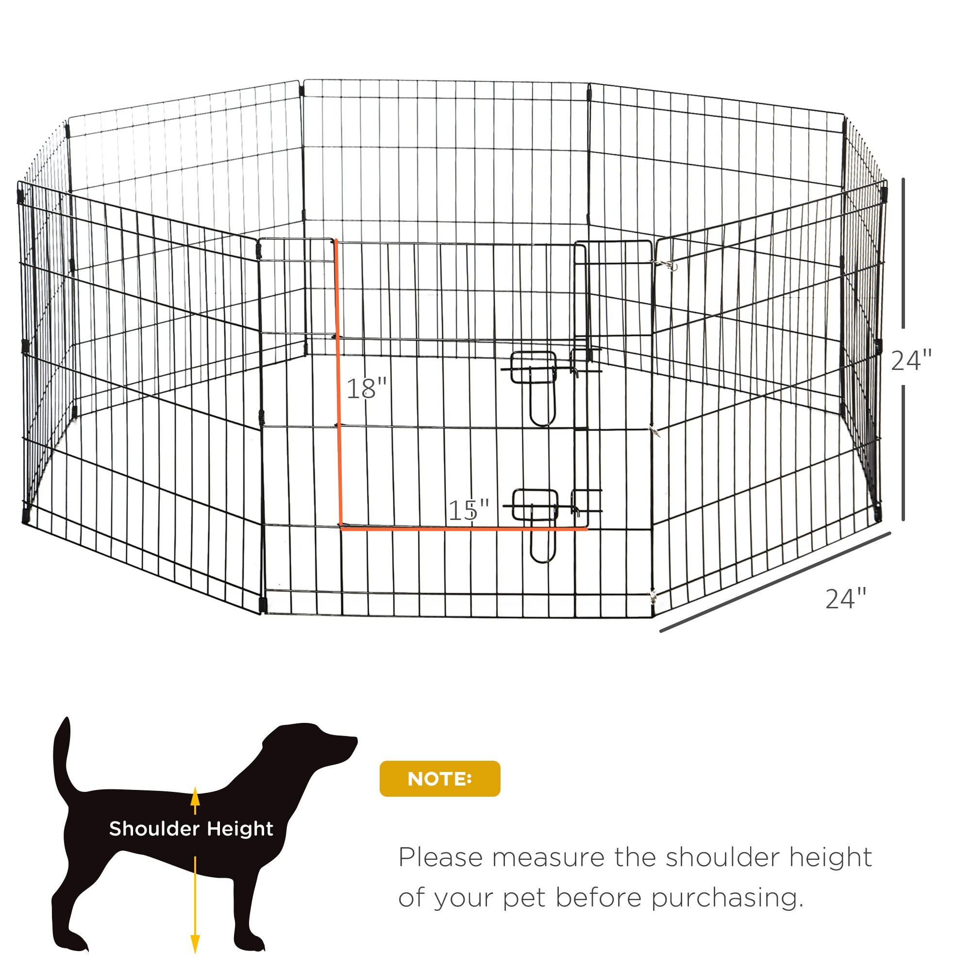 PawHut Dog Playpen Puppy Play Pen, Pet Exercise Fences for Outside Indoor, Foldable Dog Kennel, 24''H(Updated)