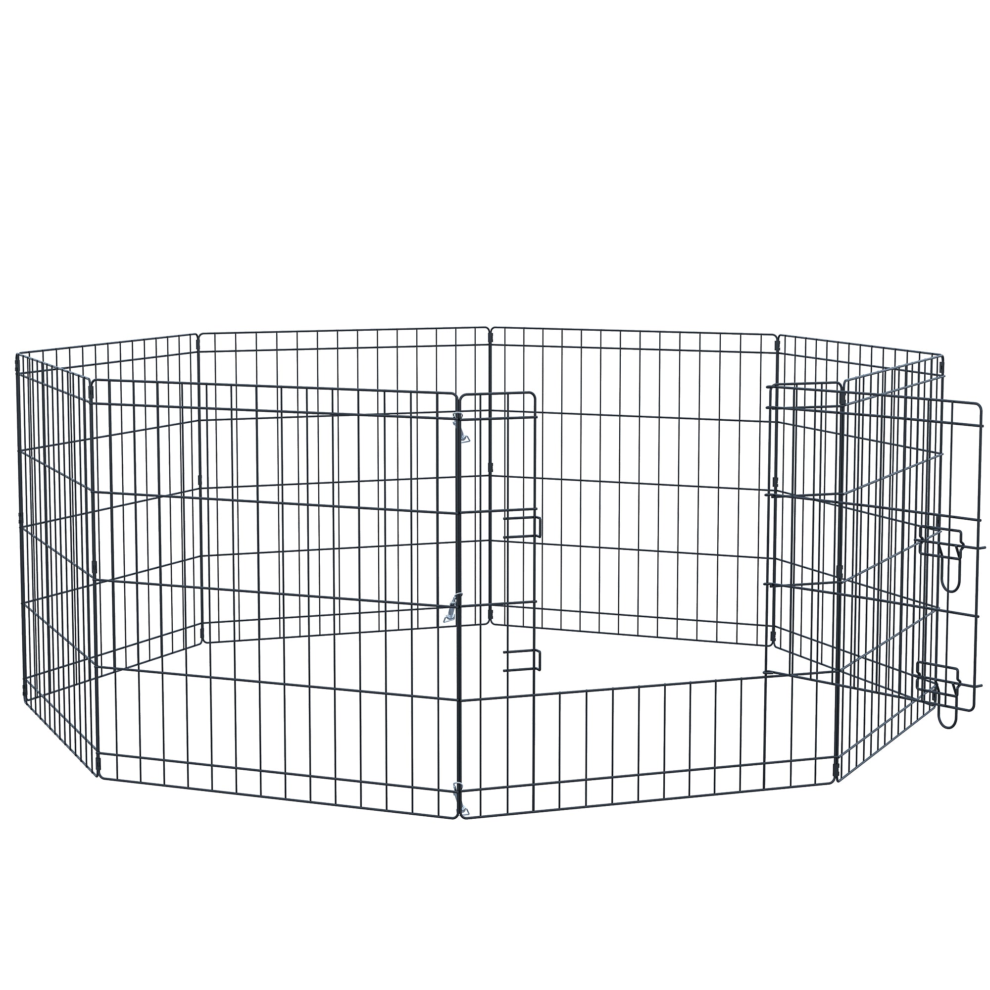 PawHut Dog Pen, 8 Panel Dog Playpen, DIY Design with Door, for Small Dogs, Puppies, Small Animals, for Indoor/Outdoor Use, 61cm High