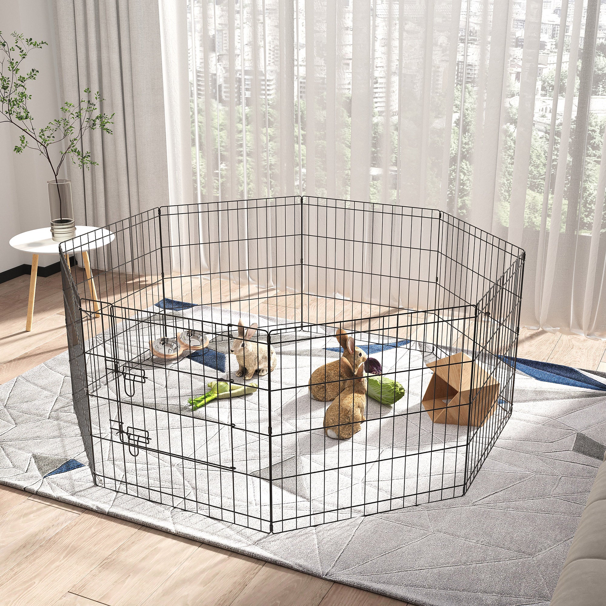 PawHut Dog Playpen Puppy Play Pen, Pet Exercise Fences for Outside Indoor, Foldable Dog Kennel, 24''H(Updated)