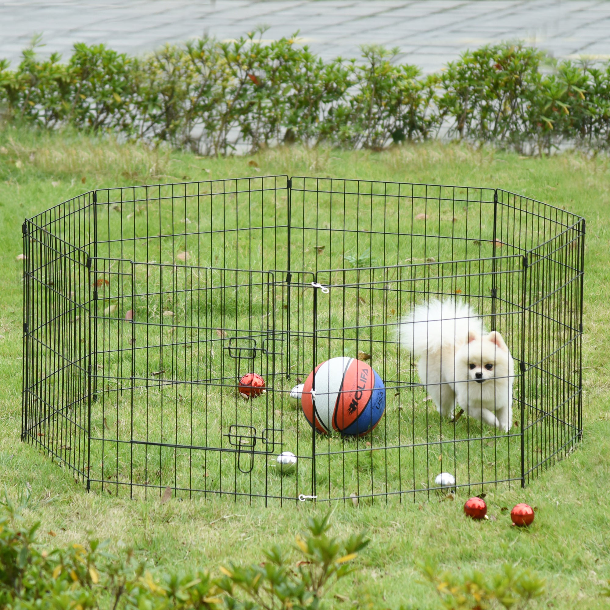 PawHut Dog Playpen Puppy Play Pen, Pet Exercise Fences for Outside Indoor, Foldable Dog Kennel, 24''H(Updated)