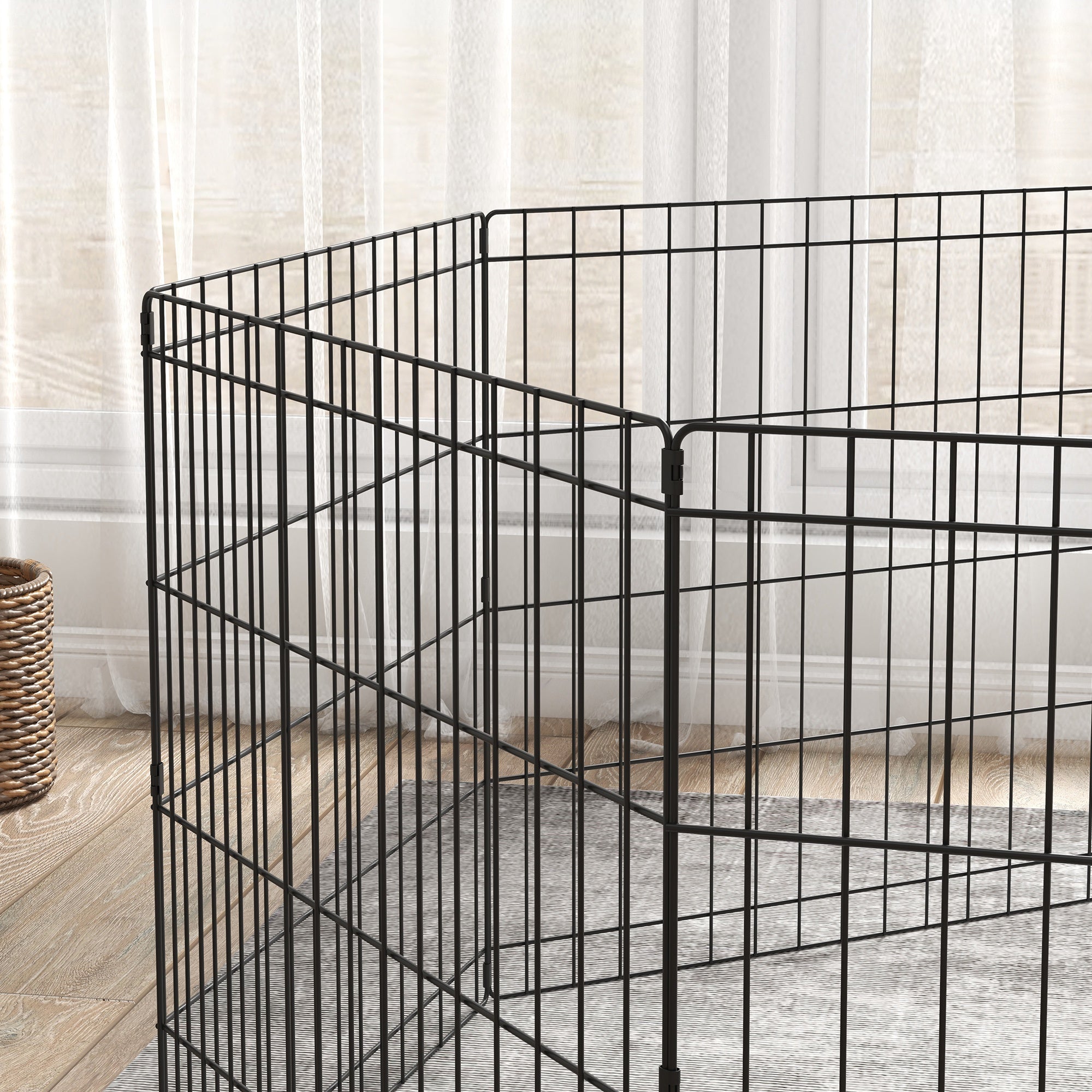 PawHut Dog Pen, 8 Panel Dog Playpen, DIY Design with Door, for Small Dogs, Puppies, Small Animals, for Indoor/Outdoor Use, 61cm High