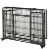 PawHut Folding Heavy Duty Dog Crate Heavy Duty Cage for Large Sized Dogs with Double Doors, Lockable Wheels Tray, 43" x 28" x 31"