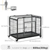 PawHut Folding Heavy Duty Dog Crate Heavy Duty Cage for Large Sized Dogs with Double Doors, Lockable Wheels Tray, 43" x 28" x 31"