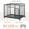 PawHut Folding Heavy Duty Dog Crate Heavy Duty Cage for Large Sized Dogs with Double Doors, Lockable Wheels Tray, 43" x 28" x 31"