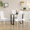 HOMCOM Modern Dining Chairs Set of 4, Upholstered PU Leather Kitchen Chairs with Channel Tufting and Metal Legs for Living Room, Dining Room, Bedroom, White