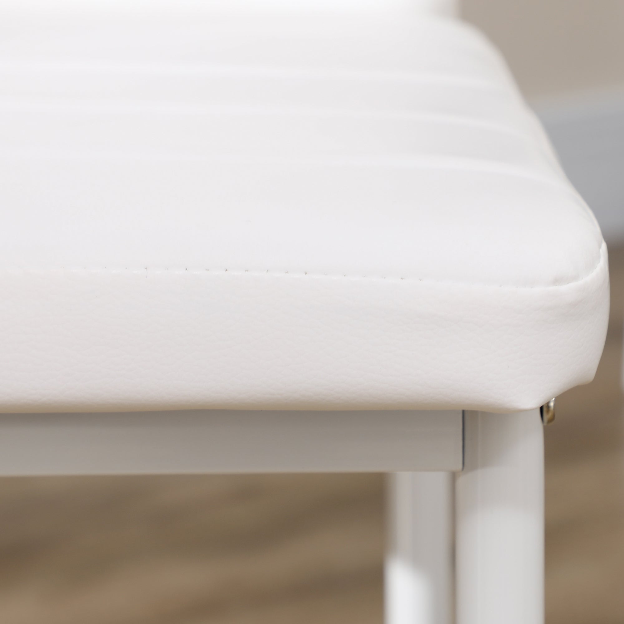 HOMCOM Modern Dining Chairs Set of 4, Upholstered PU Leather Kitchen Chairs with Channel Tufting and Metal Legs for Living Room, Dining Room, Bedroom, White