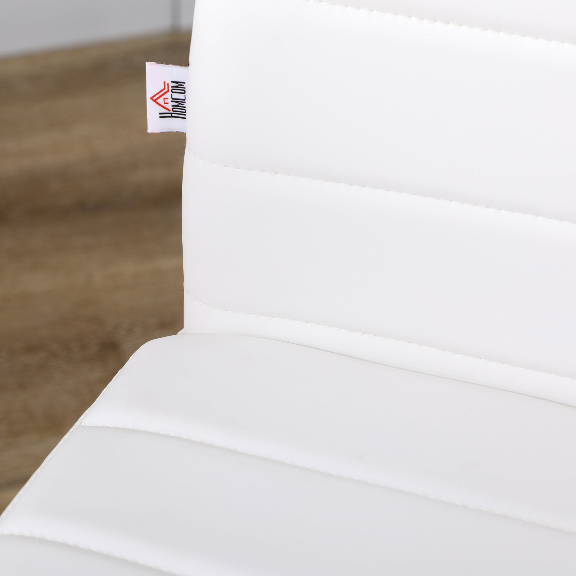 HOMCOM Modern Dining Chairs Set of 4, Upholstered PU Leather Kitchen Chairs with Channel Tufting and Metal Legs for Living Room, Dining Room, Bedroom, White