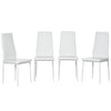 HOMCOM Modern Dining Chairs Set of 4, Upholstered PU Leather Kitchen Chairs with Channel Tufting and Metal Legs for Living Room, Dining Room, Bedroom, White