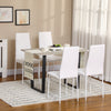 HOMCOM Modern Dining Chairs Set of 4, Upholstered PU Leather Kitchen Chairs with Channel Tufting and Metal Legs for Living Room, Dining Room, Bedroom, White