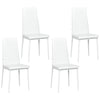 HOMCOM Modern Dining Chairs Set of 4, Upholstered PU Leather Kitchen Chairs with Channel Tufting and Metal Legs for Living Room, Dining Room, Bedroom, White