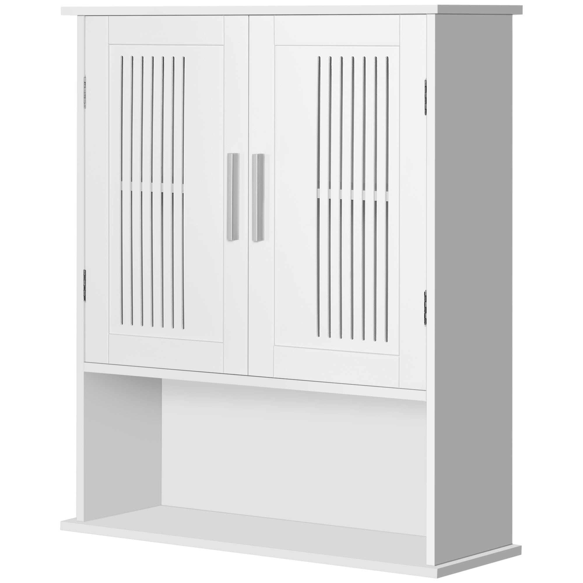 kleankin Modern Bathroom Cabinet, Wall Mounted Medicine Cabinet, Storage Organizer with 2 Door Cabinet and Shelf, White