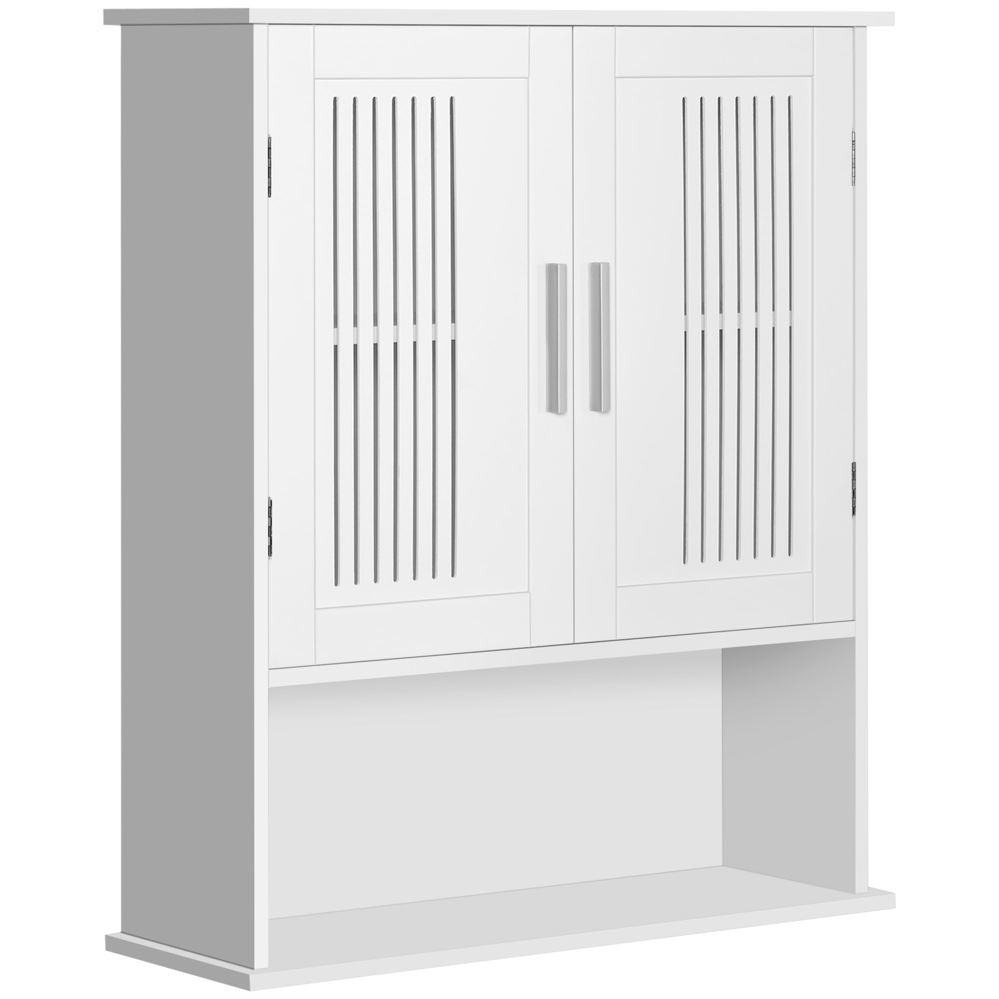 kleankin Modern Bathroom Cabinet, Wall Mounted Medicine Cabinet, Storage Organizer with 2 Door Cabinet and Shelf, White