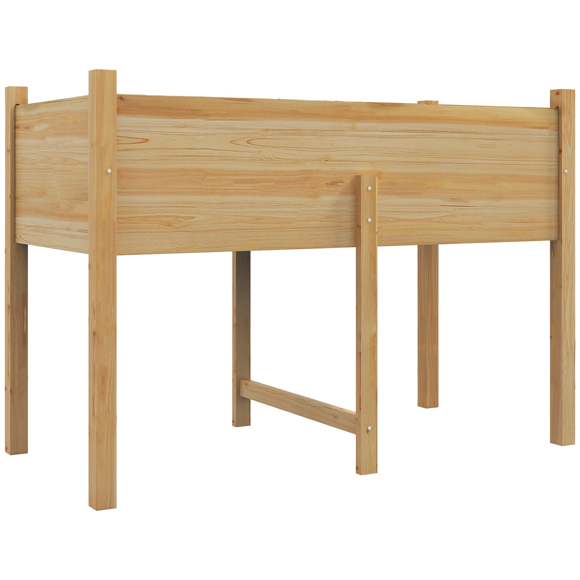 Outsunny Wooden Raised Garden Bed with Drain Holes, Bed Liner for Vegetables, Flowers, Herbs, Outdoor Elevated Planter Box with Legs for Backyard Patio, 45.3"x21.7"x31.5", Natural