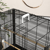 PawHut 22" Bird Cage for Budgie, Finches, Canaries, Love Birds, Large Parrot Cage with Wooden Stands, Slide-Out Tray, Handle, Food Containers, Black