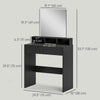 HOMCOM Makeup Vanity Desk with Mirror, for Bedroom, Modern Dressing Table with 2 Storage Drawers, 3 Compartments, for Women Girls, Black