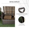 Outsunny 2-In-1 Patio Wicker Storage Bench, 27 Gallon Outdoor PE Rattan Patio Furniture, Large Capacity Rectangle Basket Box with Handles and Cushion, Cream White