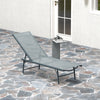 Outsunny Folding Outdoor Lounge Chair, 5-Level Adjustable Outdoor Chaise Lounge Chair, Patio Sun Tanning Chair with Mesh Seat for Backyard, Beach, Poolside, Light Grey