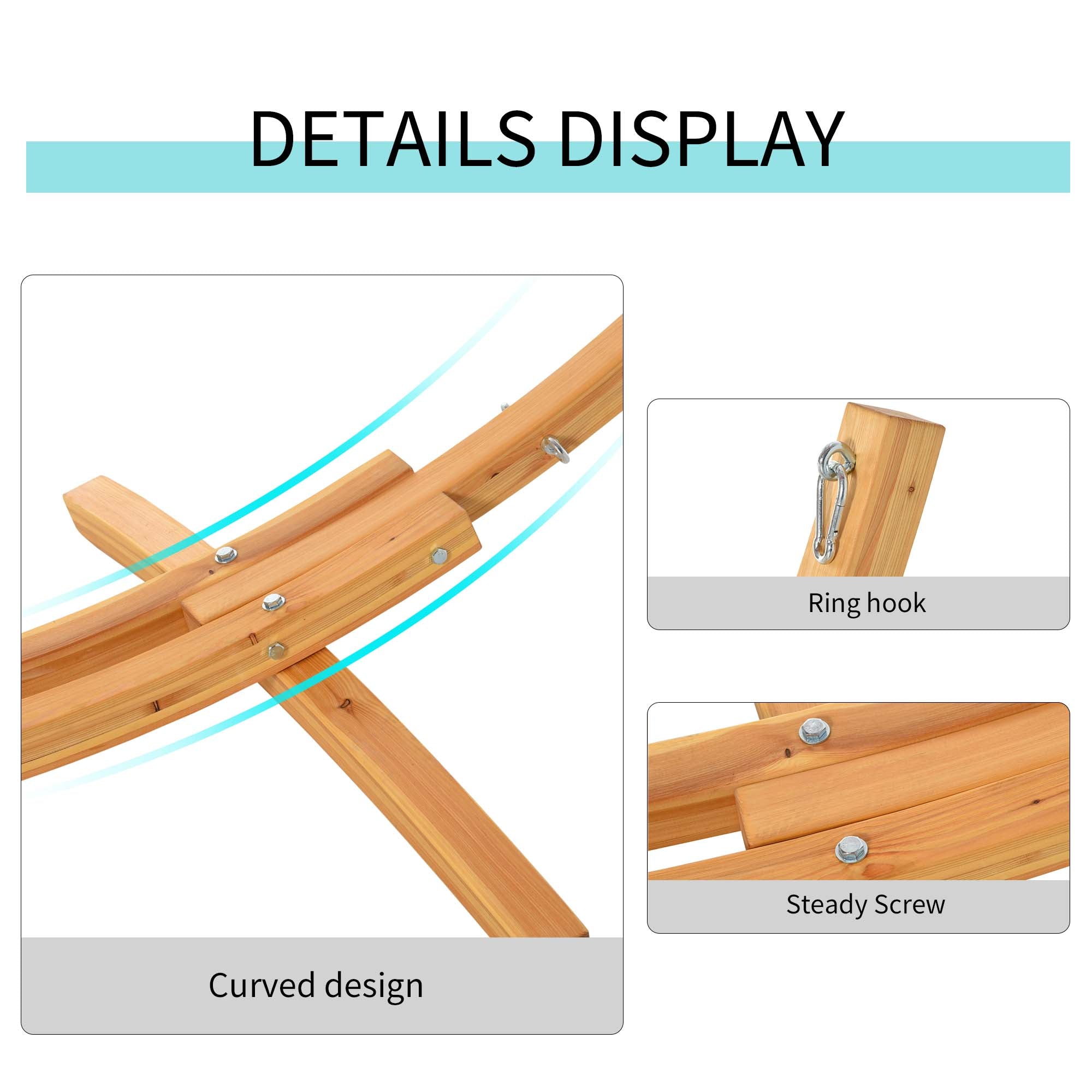 Outsunny 11' Wooden Hammock Stand Universal Garden Picnic Camp Accessories, Curved Arc Design Stand, 264lbs Capacity
