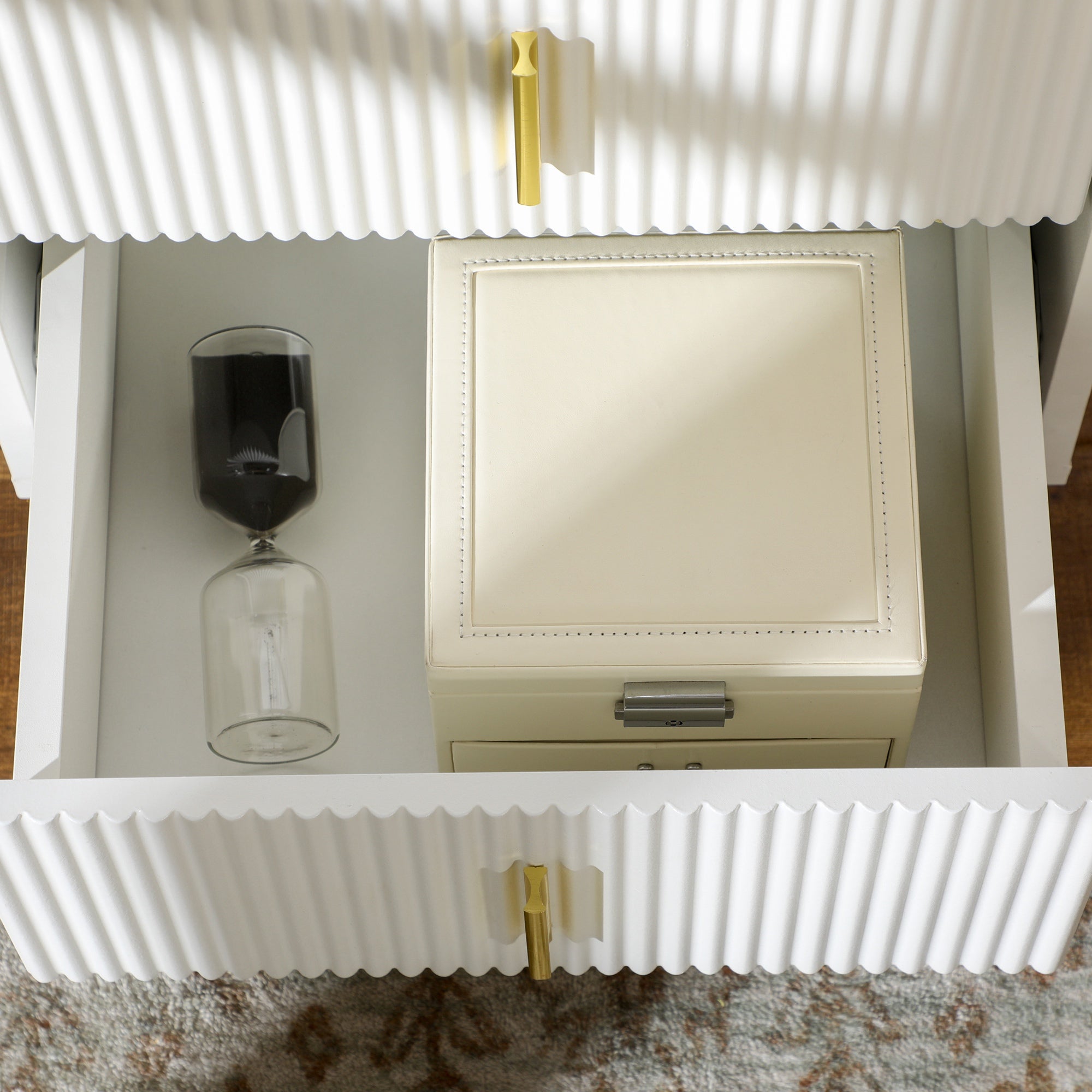 HOMCOM Nightstand, Bedside Table with 2 Drawers, Side End Table with Metal Legs for Bedroom, White