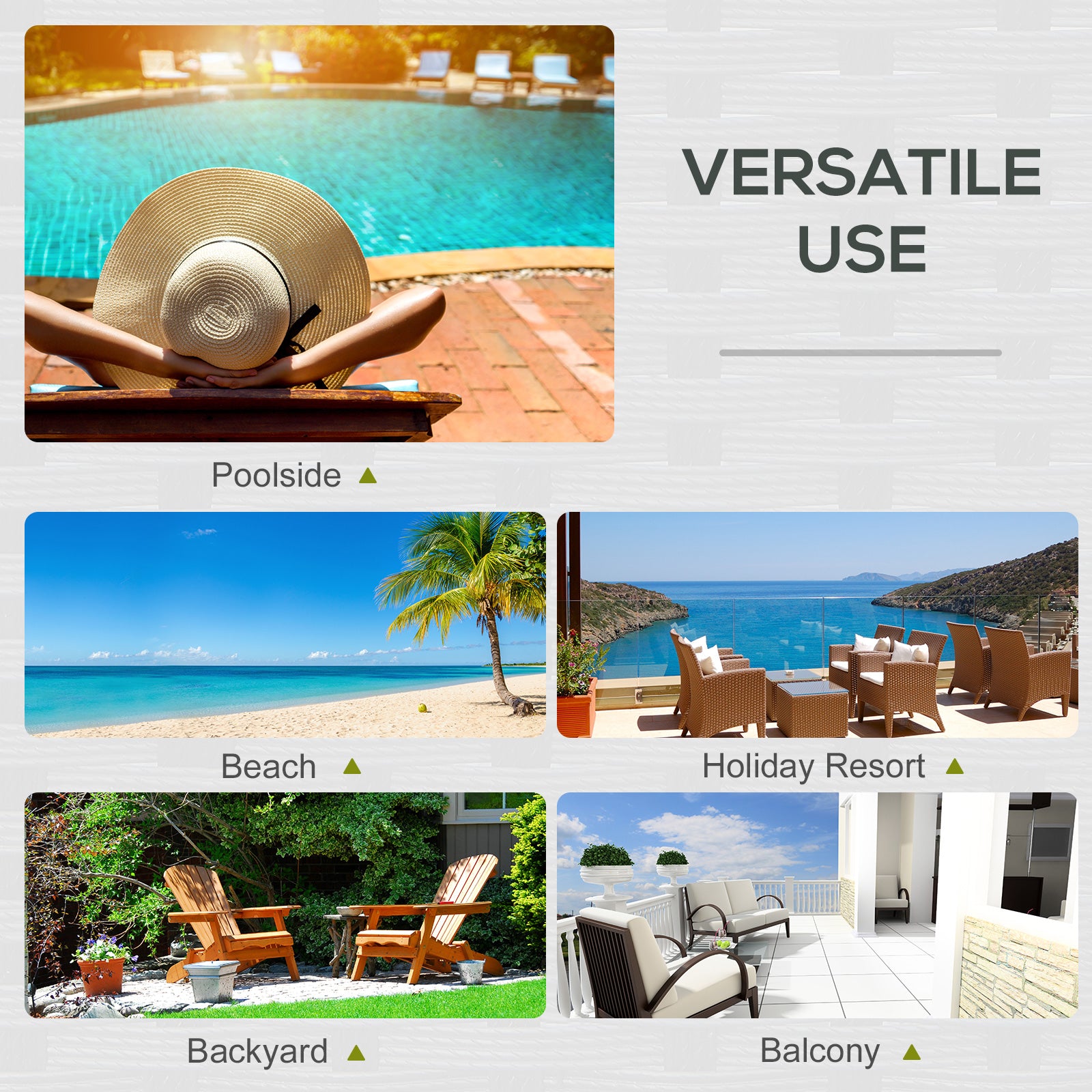 Outsunny Wicker Double Chaise Lounger Chair Outdoor Recliner 2 Person Rattan Patio Reclining Sunbed Furniture Cushioned w/Adjustable Backrest, Cream White