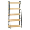 HOMCOM Modern Bookshelf Storage with 5-Tier Wide Shelving, Metal Frame, Wooden Bookcase for Living Room Library Home Furniture, Oak