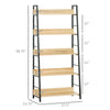 HOMCOM Modern Bookshelf Storage with 5-Tier Wide Shelving, Metal Frame, Wooden Bookcase for Living Room Library Home Furniture, Oak