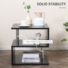HOMCOM Square Side Table, 3-Tier End Table with Storage Shelves and Metal Frame, S-Shaped Accent Table for Living Room, Black