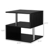 HOMCOM Square Side Table, 3-Tier End Table with Storage Shelves and Metal Frame, S-Shaped Accent Table for Living Room, Black