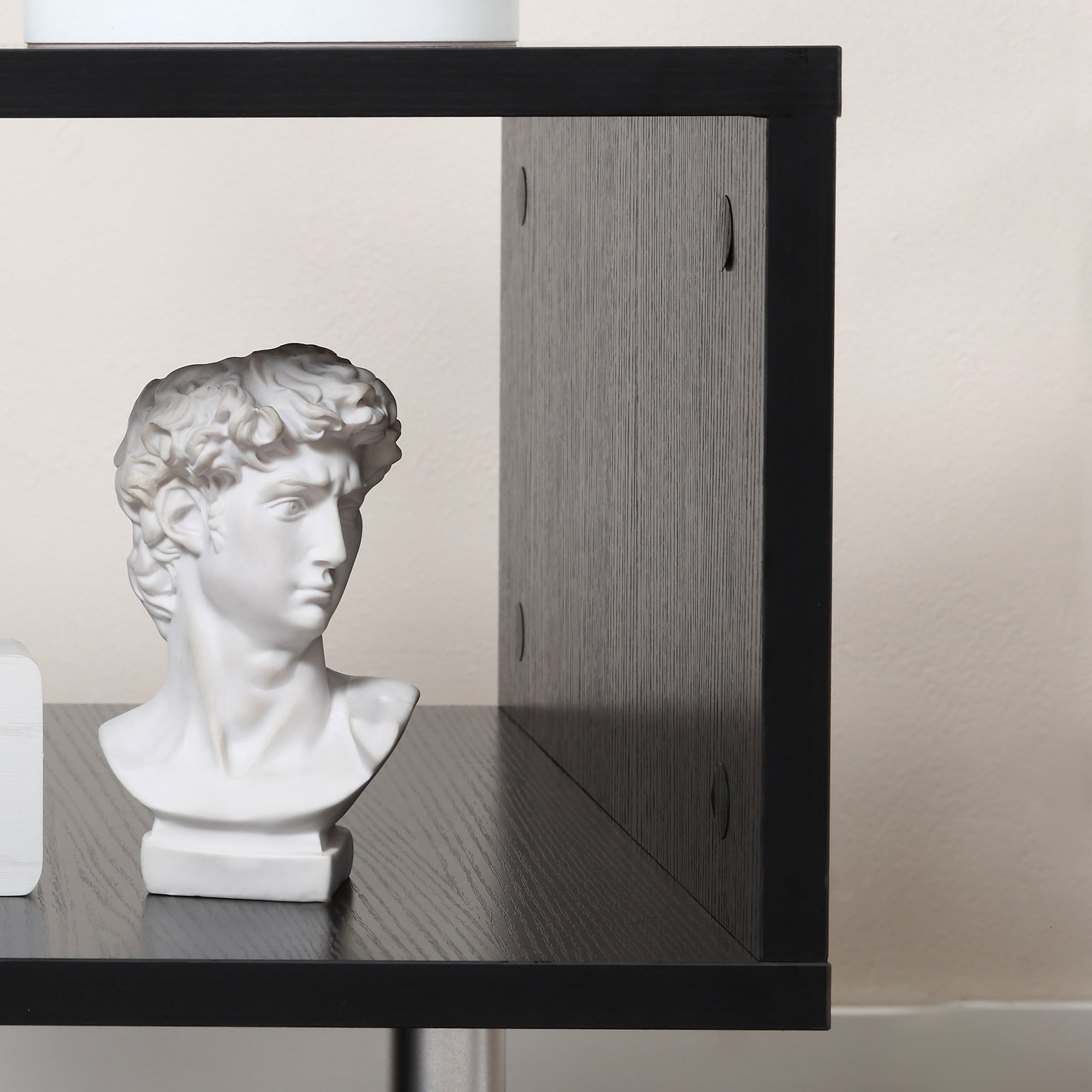 HOMCOM Square Side Table, 3-Tier End Table with Storage Shelves and Metal Frame, S-Shaped Accent Table for Living Room, Black