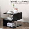 HOMCOM Square Side Table, 3-Tier End Table with Storage Shelves and Metal Frame, S-Shaped Accent Table for Living Room, Black