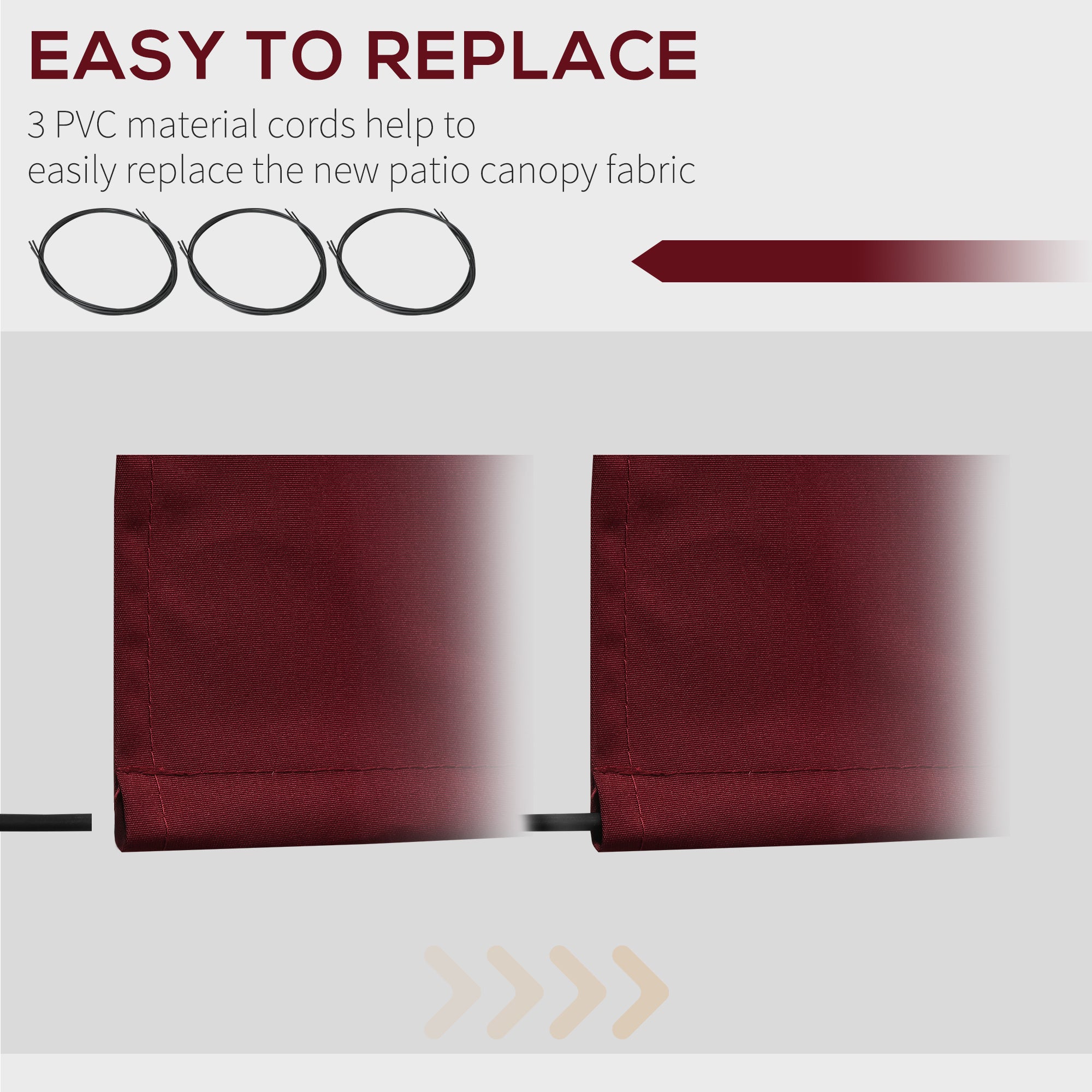 Outsunny 11' x 10' Retractable Awning Fabric Replacement Outdoor Sunshade Canopy Awning Cover, UV Protection, Wine Red