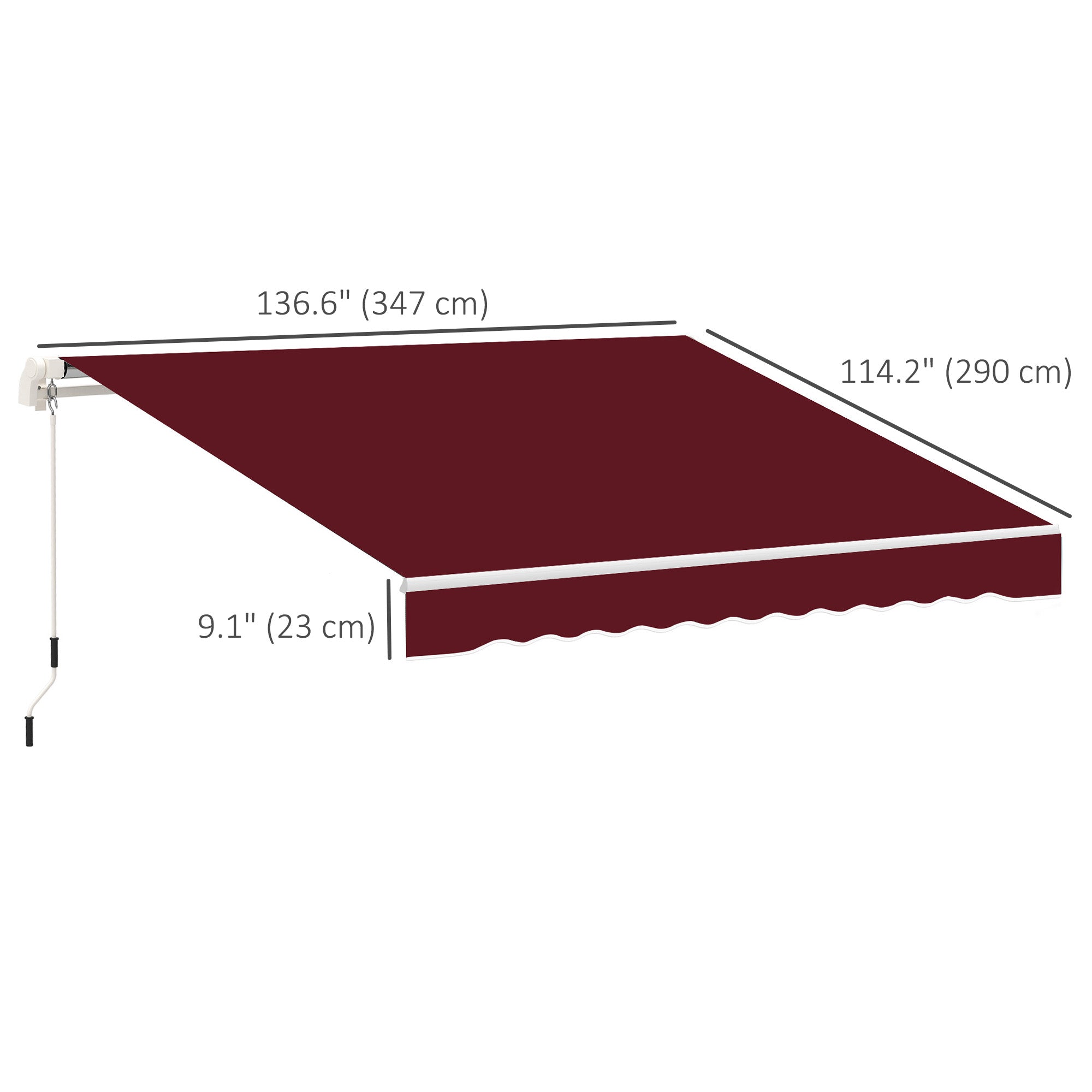 Outsunny 11' x 10' Retractable Awning Fabric Replacement Outdoor Sunshade Canopy Awning Cover, UV Protection, Wine Red