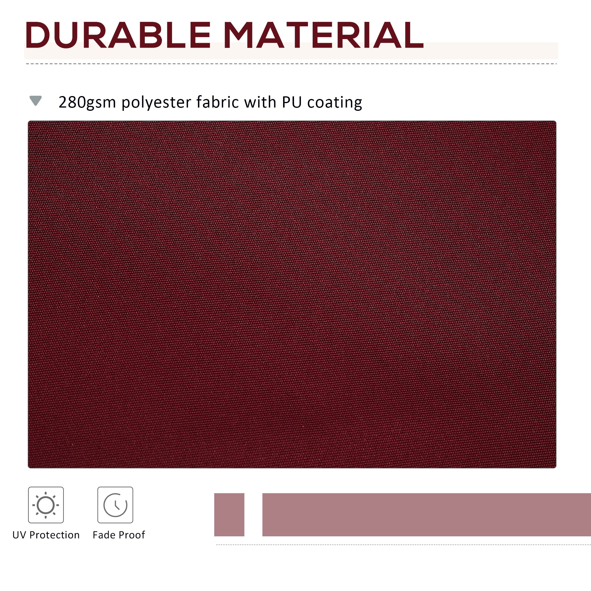 Outsunny 11' x 10' Retractable Awning Fabric Replacement Outdoor Sunshade Canopy Awning Cover, UV Protection, Wine Red