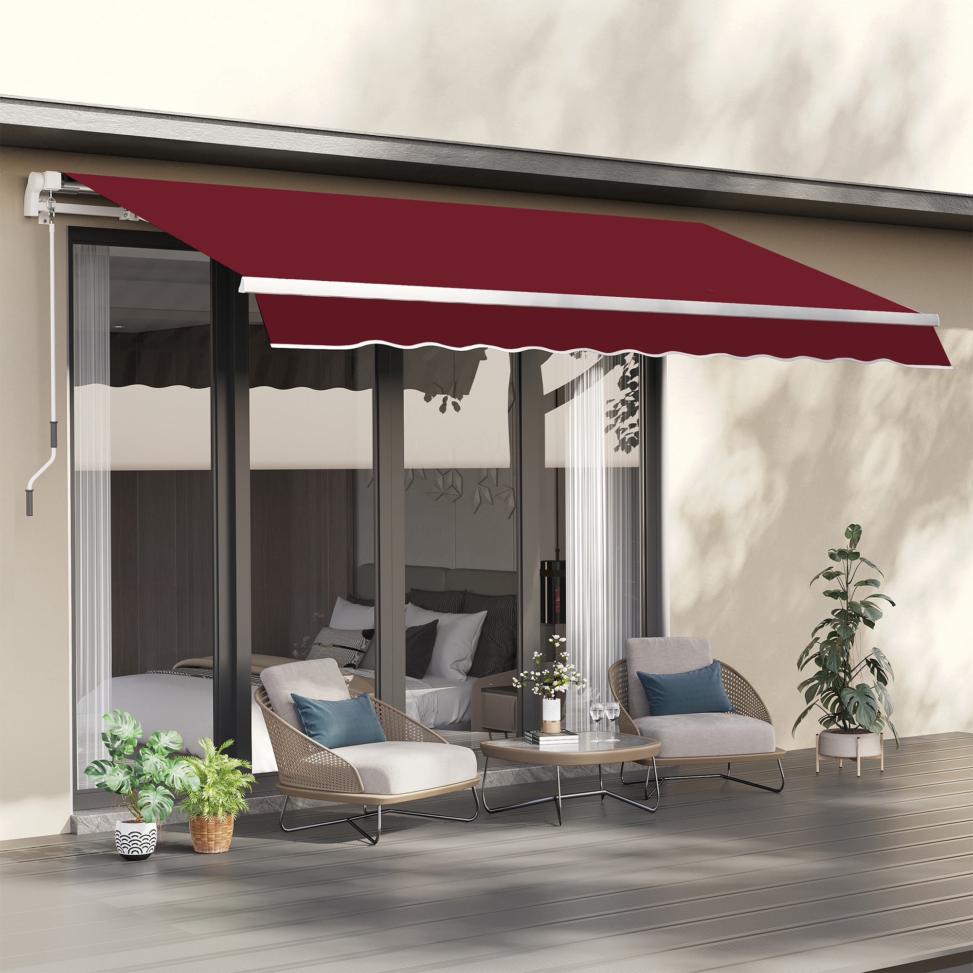 Outsunny 11' x 10' Retractable Awning Fabric Replacement Outdoor Sunshade Canopy Awning Cover, UV Protection, Wine Red