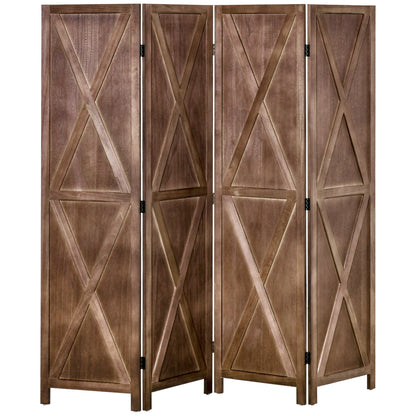 HOMCOM 5.6 Ft. Tall 4-Panel Room Divider, X Pattern Freestanding Folding Privacy Screen Panels, Partition Wall Divider for Indoor Bedroom Office