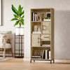 HOMCOM 59" Bookcase, Storage Bookshelf with Cabinets, Drawer and Open Compartments, Freestanding Display Shelves for Home Office, Living Room, Study, Nature Wood