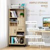 HOMCOM 59" Bookcase, Storage Bookshelf with Cabinets, Drawer and Open Compartments, Freestanding Display Shelves for Home Office, Living Room, Study, Nature Wood