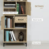HOMCOM 59" Bookcase, Storage Bookshelf with Cabinets, Drawer and Open Compartments, Freestanding Display Shelves for Home Office, Living Room, Study, Nature Wood