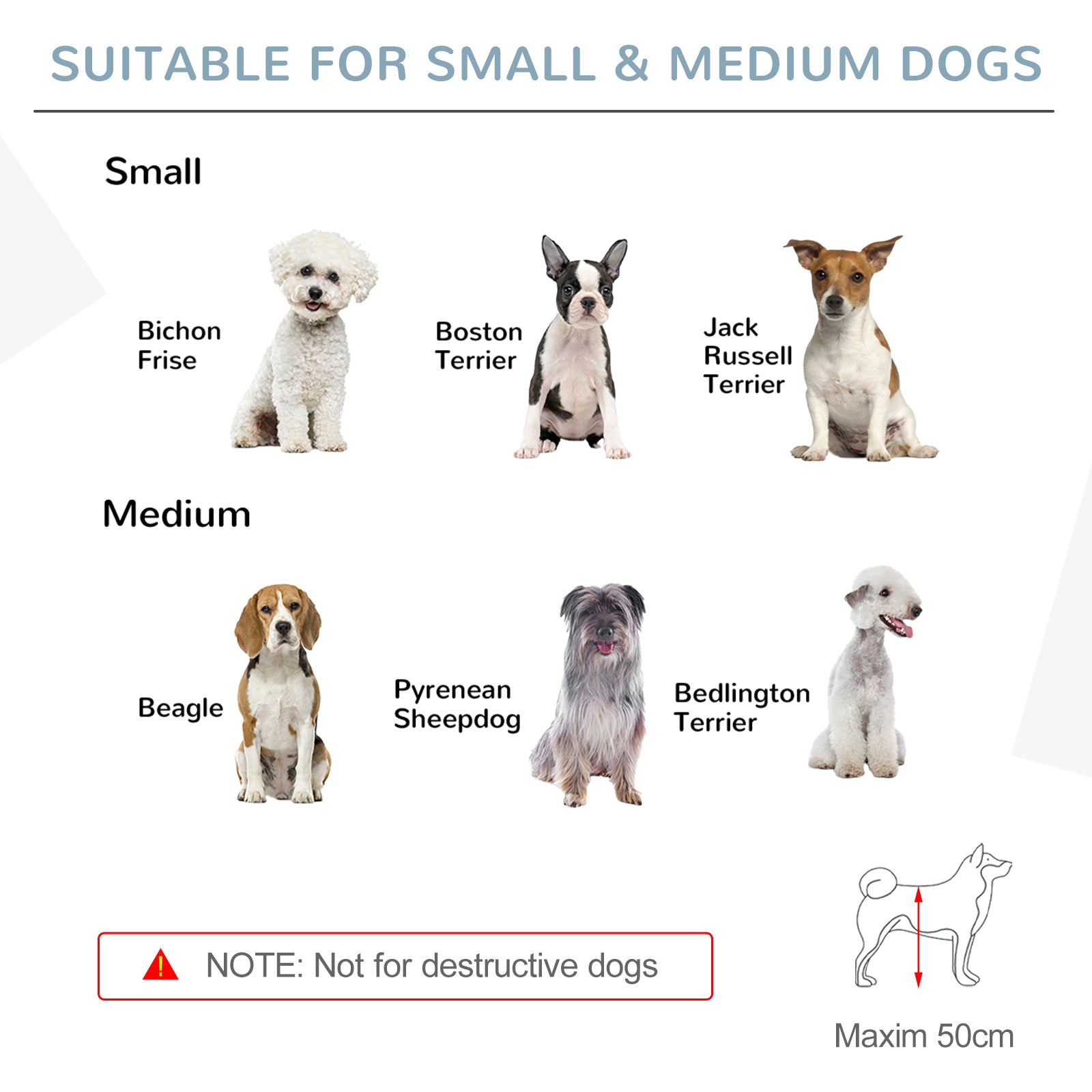 PawHut Wooden Dog Gate, Dog Fence Indoor, 80 cm Tall Freestanding Pet Gate for Small and Medium Dogs with 4 Panels, 2 Support Feet, Blue-Grey