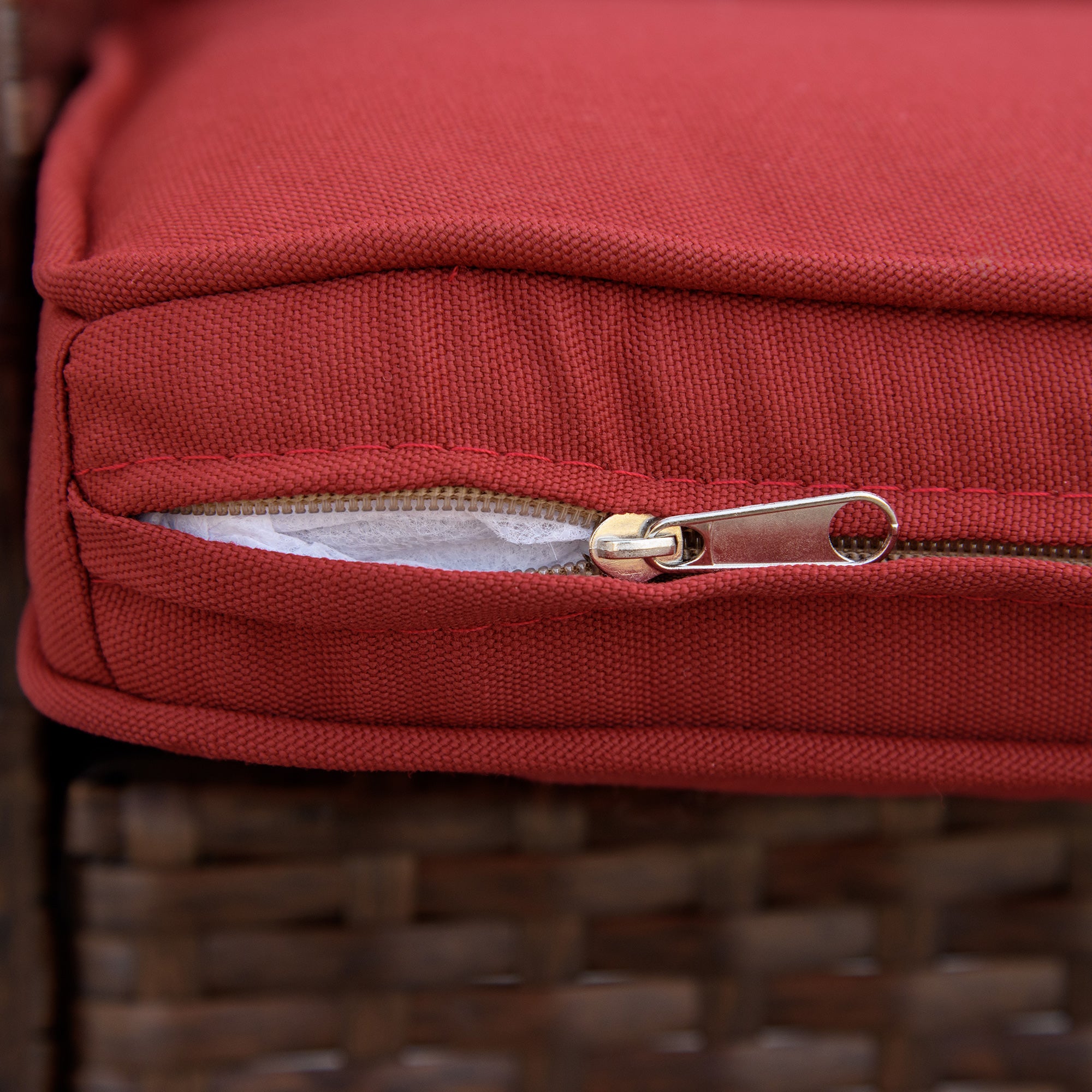 Outsunny Rocking Chair, Outdoor Wicker Chair with Wide Seat and Cushions, Rattan Rocker with Steel Frame for Patio, Garden, Backyard, Wine Red