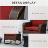 Outsunny Rocking Chair, Outdoor Wicker Chair with Wide Seat and Cushions, Rattan Rocker with Steel Frame for Patio, Garden, Backyard, Wine Red