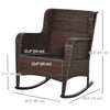 Outsunny Rocking Chair, Outdoor Wicker Chair with Wide Seat and Cushions, Rattan Rocker with Steel Frame for Patio, Garden, Backyard, Wine Red