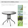 Outsunny 6 Pieces Patio Dining Set with Umbrella, Outdoor Furniture Set with Round Table and 4 Folding Chairs for Garden, Lawn, Deck, Black