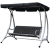 Outsunny 3 Person Patio Swing Seats with Adjustable Canopy Outdoor Swing Chair Bench for Garden, Poolside, Black