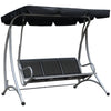 Outsunny 3 Person Patio Swing Seats with Adjustable Canopy Outdoor Swing Chair Bench for Garden, Poolside, Black