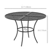 Outsunny 42" Round Outdoor Dining Table for 4 Persons, Metal Patio Dining Table with Umbrella Hole and Steel Frame for Backyard, Lawn, Balcony, Pool, Black