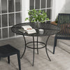 Outsunny 42" Round Outdoor Dining Table for 4 Persons, Metal Patio Dining Table with Umbrella Hole and Steel Frame for Backyard, Lawn, Balcony, Pool, Black