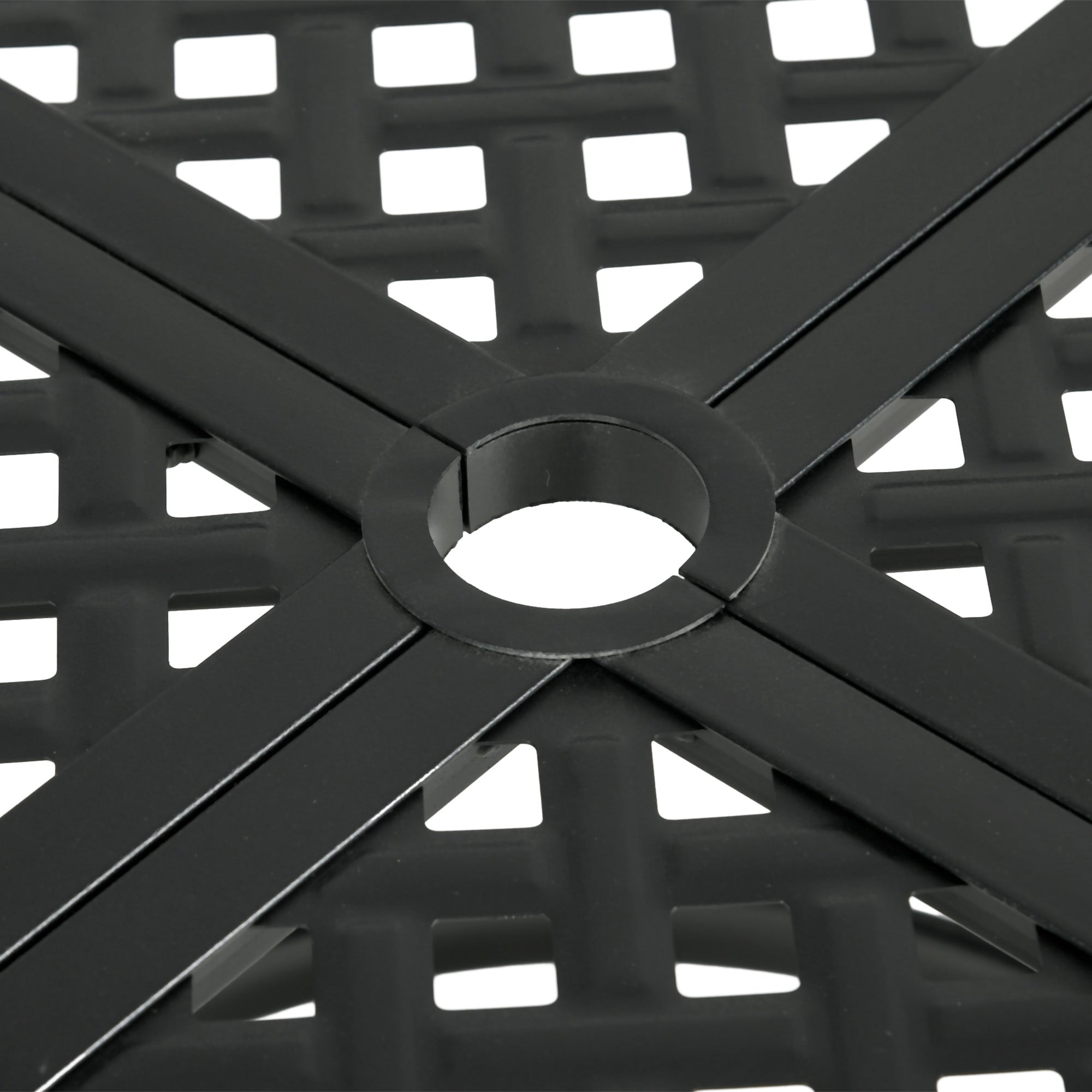 Outsunny 42" Round Outdoor Dining Table for 4 Persons, Metal Patio Dining Table with Umbrella Hole and Steel Frame for Backyard, Lawn, Balcony, Pool, Black