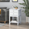 HOMCOM Modern Nightstand, Accent End Side Table with 2 Drawers and Storage Shelf, Bedside Table for Bedroom, White